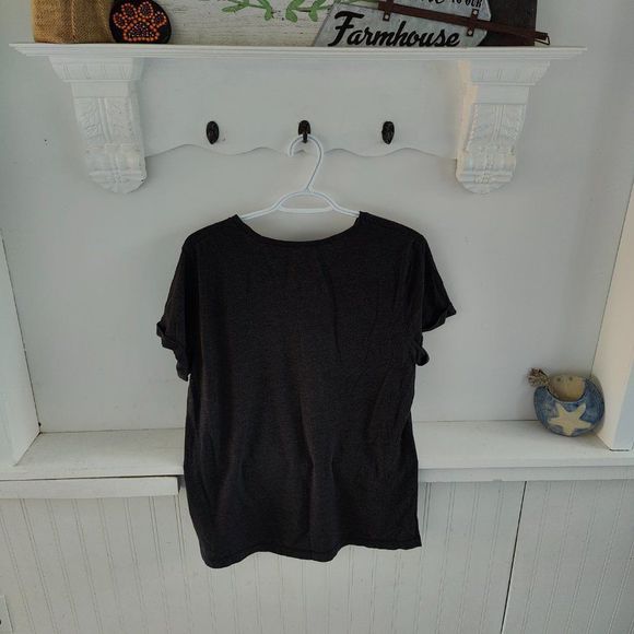 Danskin Now Active tee workout tee with gray and purple print, cuffed sleeves M - Picture 6 of 11